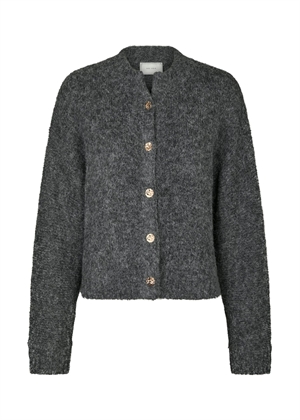 Taura fluffy knit cardigan Antrasit Neo Noir 